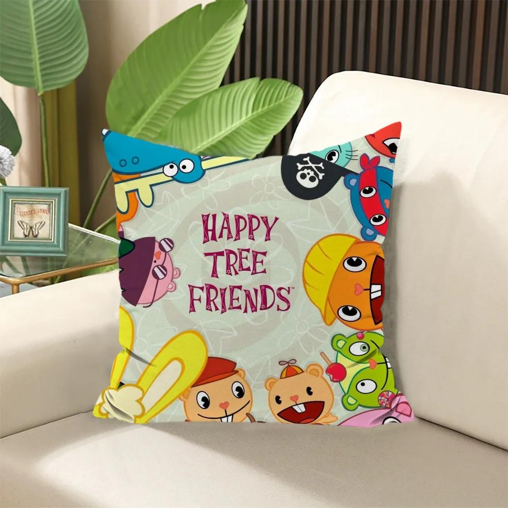 Kissenbezüge H-Happy Tree Friends Kissenbezug 45 × 45 cm, gefüllte Kissen, Dekokissen für Sofabezüge × Elegant Room Sleep