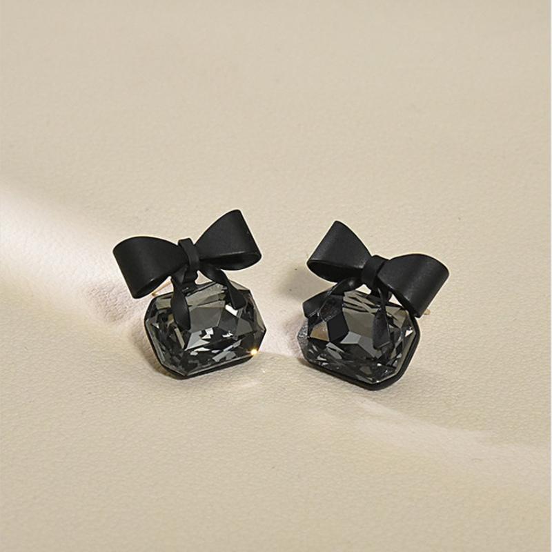 

obega original cute black butterfly stud earrings for women korean kawaii black square women s earrings 2024 new Zircon gift чёрный