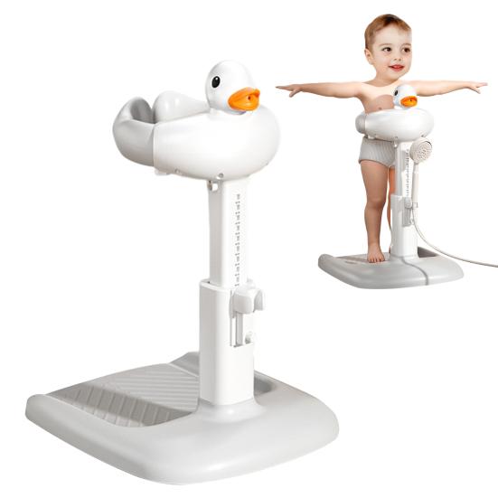 Baby Shower Rack Stand Height Width Adjustable Anti-Slip Bath Tub Holder Duck Design Foldable Portable Toddler Shower Support