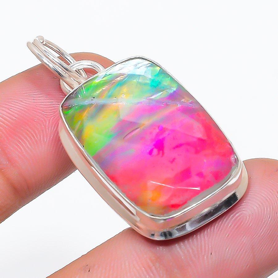 Натуральный амолит Драгоценный камень 925 пробы Стерлинговое серебро Ювелирное изделие Подвеска 1,77  AP-14233