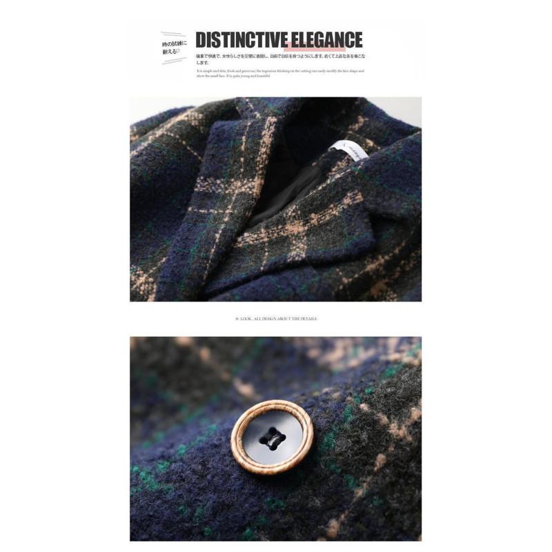 Tooxika Autumn And Winter New Retro British Style Color Matching Plaid Suit Jacket Double-breasted Woolen Coat For Women
