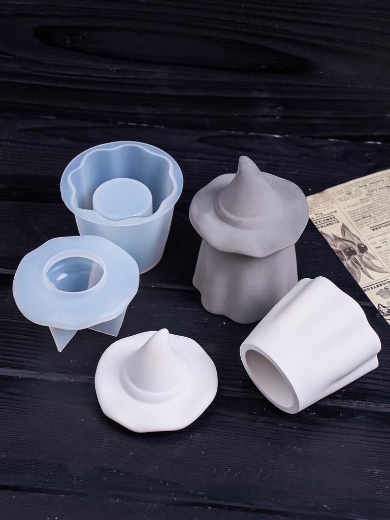 DIY Ghost Candle Jar Silicone Mold Halloween Creative Storage Jar Concrete Mould Handmade Gypsum Crafts Casting Molds Home Decor