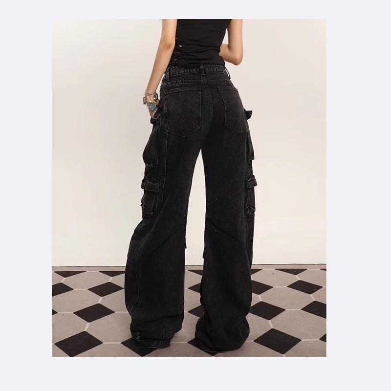 Women's Baggy Cargo Pants Y2K Clothing Multi-Pocket Relaxed Fit Jeans Fairy Grunge Clothes Alt Emo Streetwear