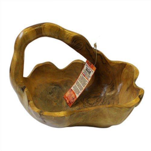 Teak Root Bowl Back Handle 30cm