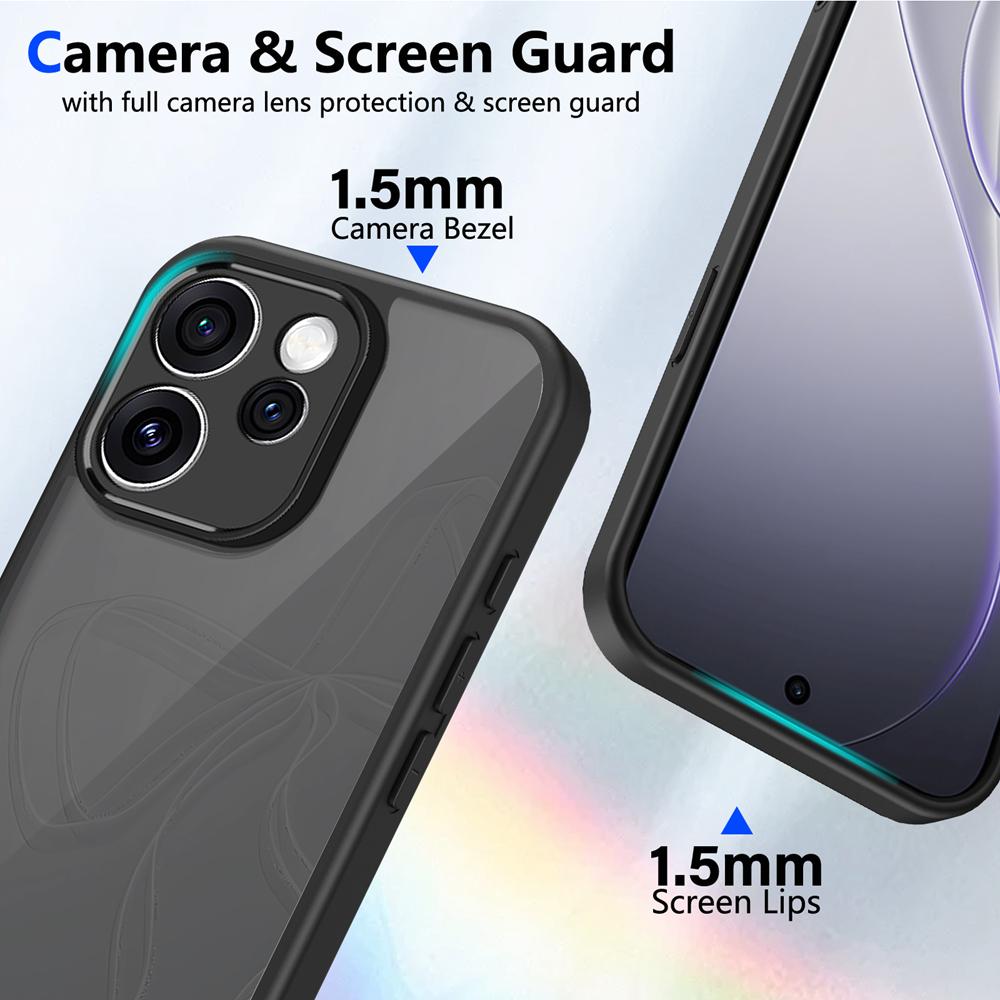 KEYSION Matte Translucent Black Phone Case for OPPO Reno15 Pro Max 5G Silicone+PC Clear Shockproof Cover for OPPO Reno15 F 5G