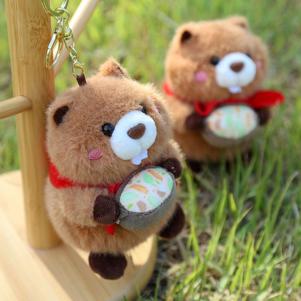 Hug Bowl Marmota Soft Plush Keychain Toy With Pp Cotton Fill For Girls Backpack Decor