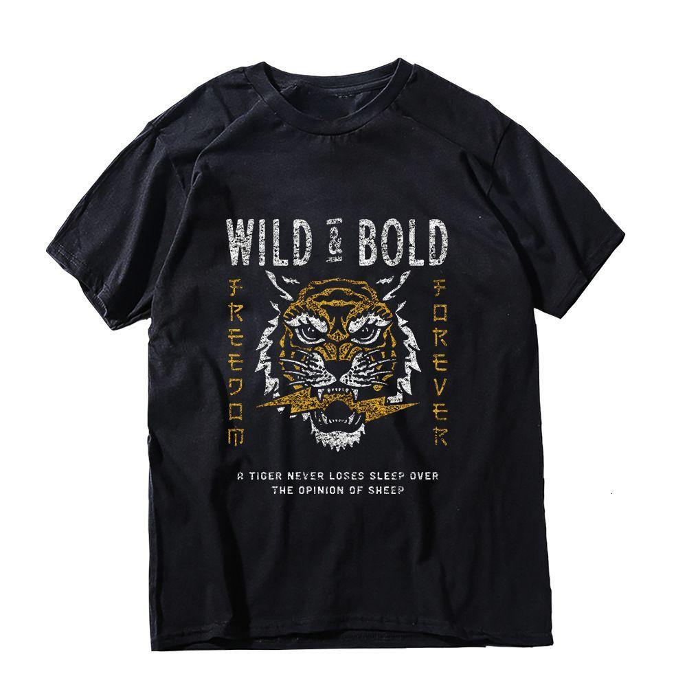 Wild & Bold Tiger Head Graphic T Shirt Retro Streetwear Tiger Print Casual Cotton Tee Animal Pattern Urban Fashion Oversized S разноцветный
