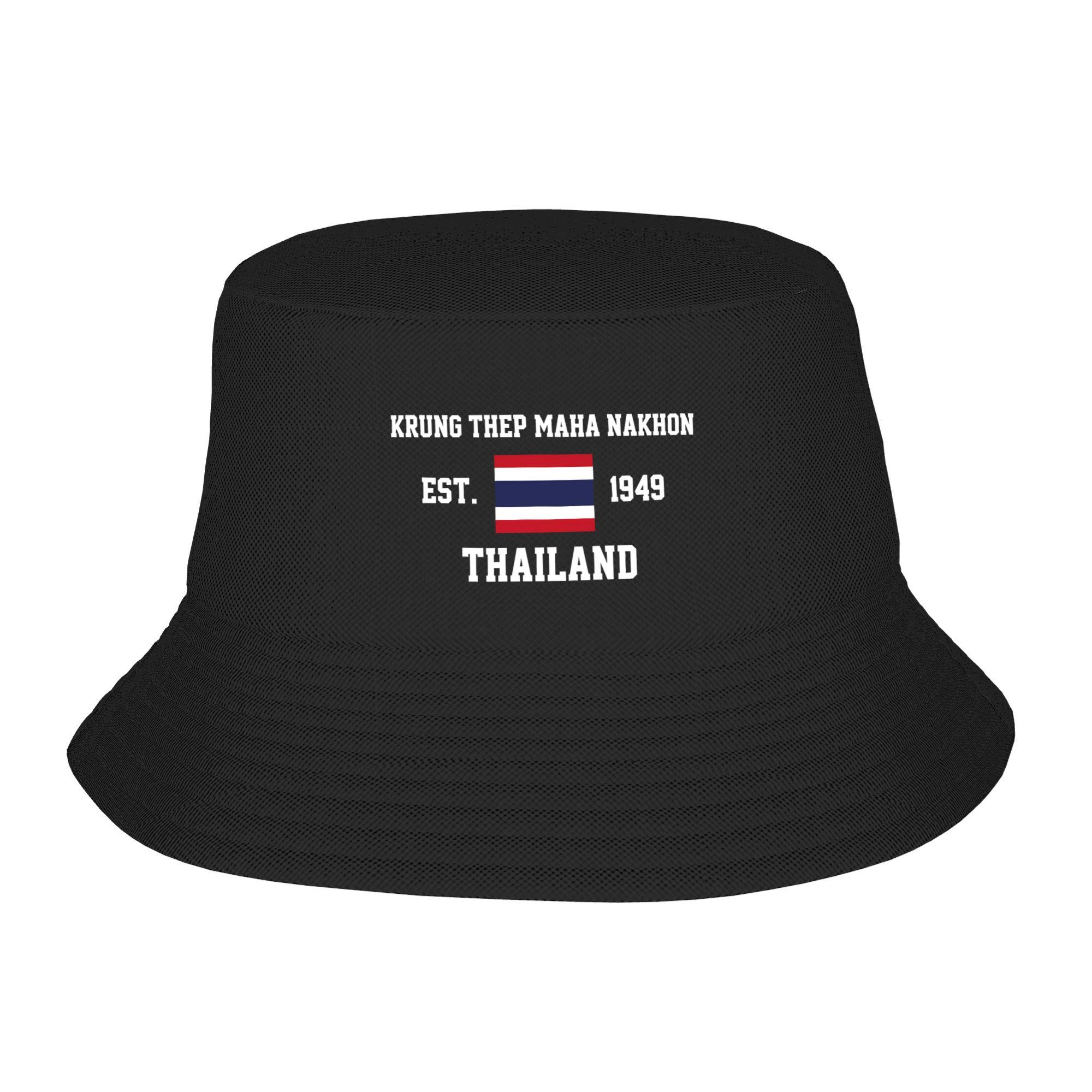 Vintage Thailand Fischerhut Outdoor Fischerkappen für Männer Frauen Lustige Jagd Sonnenhüte Tragbare Grafikmütze One Size black