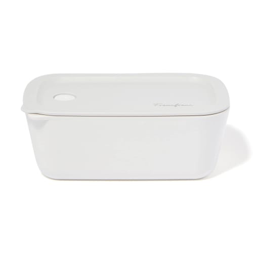 Francfranc Complete 5-Piece Lunch Box Set (White) with Chopsticks, Chopstick Holder, and Drawstring Bag, Dishwasher Safe