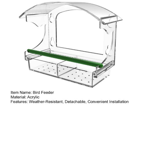 Krmítko pro ptáky na okno s přísavkami Odnímatelný zásobník na krmivo Průhledný akryl Venkovní krmítko pro malé divoké ptáky Zahradnický dárek