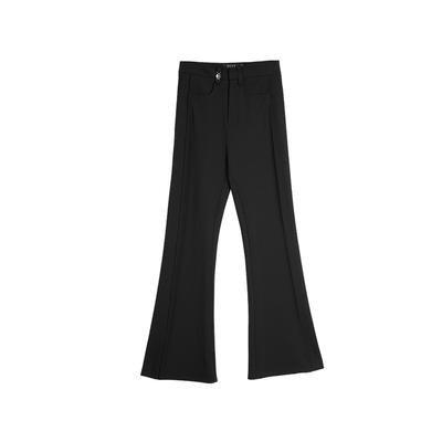French Style High-End Flared Pants Slim Fit Urban High Waist Casual Pants Women Bottoms Black EK50357