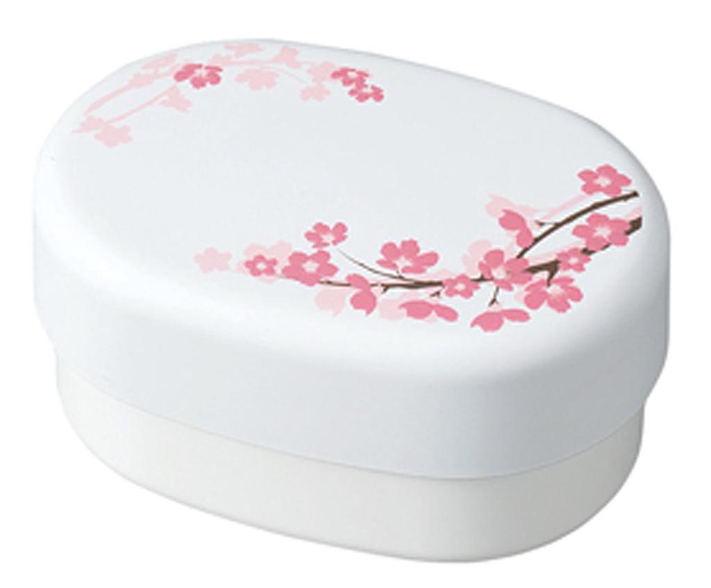 Tatsumiya SAKURA Compact Bento X X 52955 Box, White, Size Approx. W13.5 D9.5 H7.2 Cm,