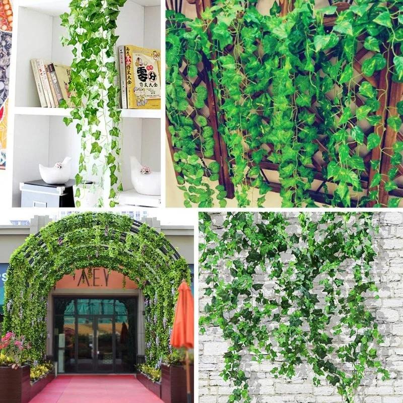 60/30/20/10/2M Artificial Plant Green Ivy Leaf Garland Fake Plant Creeper Hanging Vines Outdoor DIY Garden Wedding Party Decor