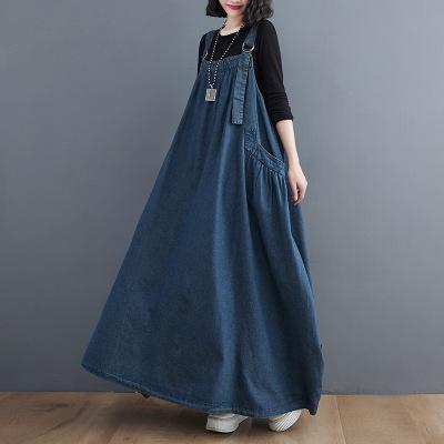 Japan and South Korea Large Size Women's Clothing Spring and Summer Medium and Long Strap Skirt Women's Loose and Thin Denim Strap Skirt Bigswingdress