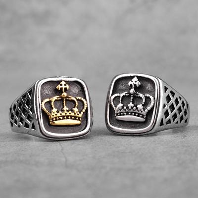 Cor Dourada Coroa Anéis Masculinos Punk Hip Hop Moderno Legal para Namorado Masculino Joias de Aço Inoxidável Criatividade Presente