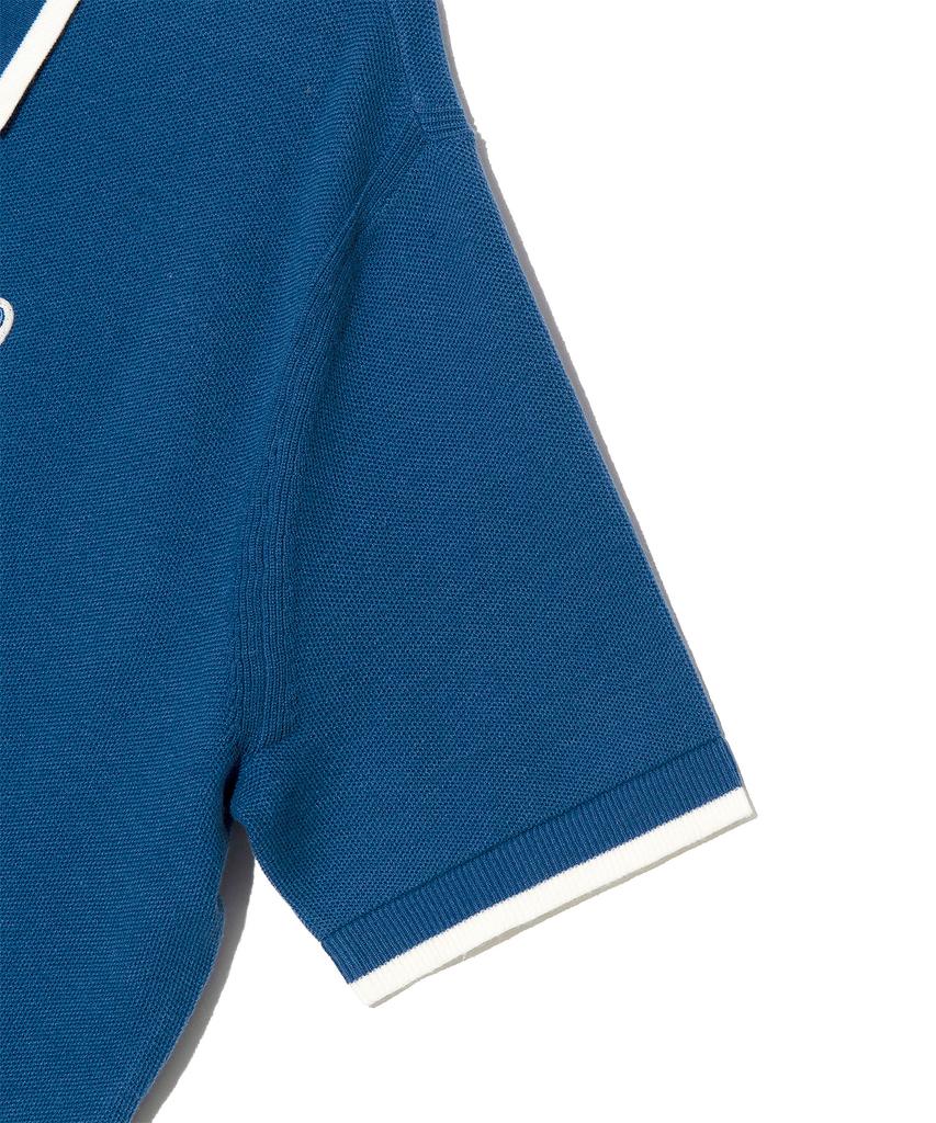 LEE Collar Contrast Short Sleeve Knit In Blue