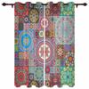 Ethnic Style Abstract Flower Curtains Bedroom Living Room Drapes Kitchen Children Window Curtain Home Decor Bohemian Polyester Washable Great Ready