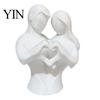 Easy Care Love Ornament 3D Printed Couple Heart Statue, Abstract Minimalist Lovers Embrace Figurine, Romantic Desktop Smooth Curved Lines Art