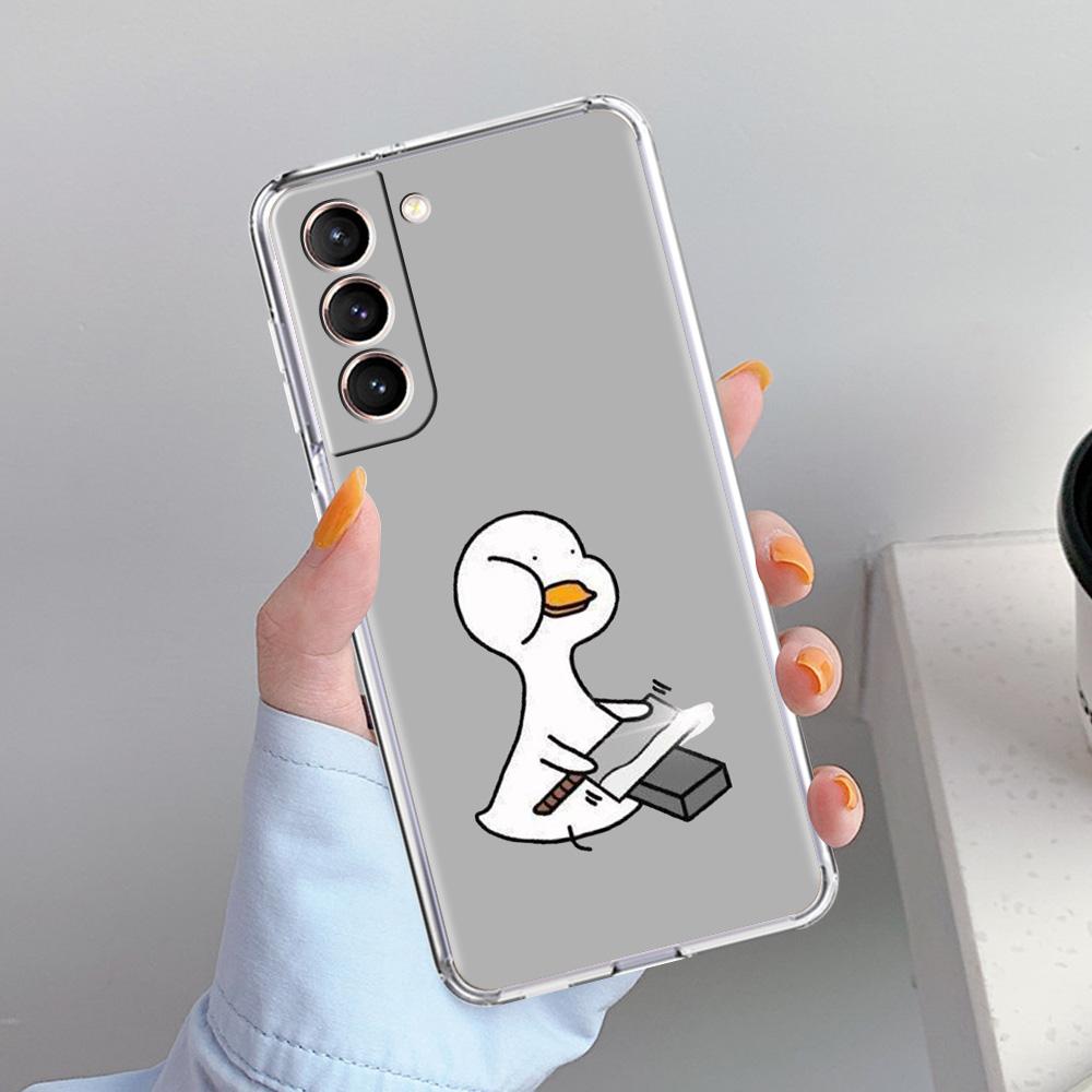 Phone Case For Samsung Galaxy S26 S25 S24 S23 S22 Ultra S20 S21 FE 5G Plus Soft Clear Cover Funny Cute Duck Fashion Couple