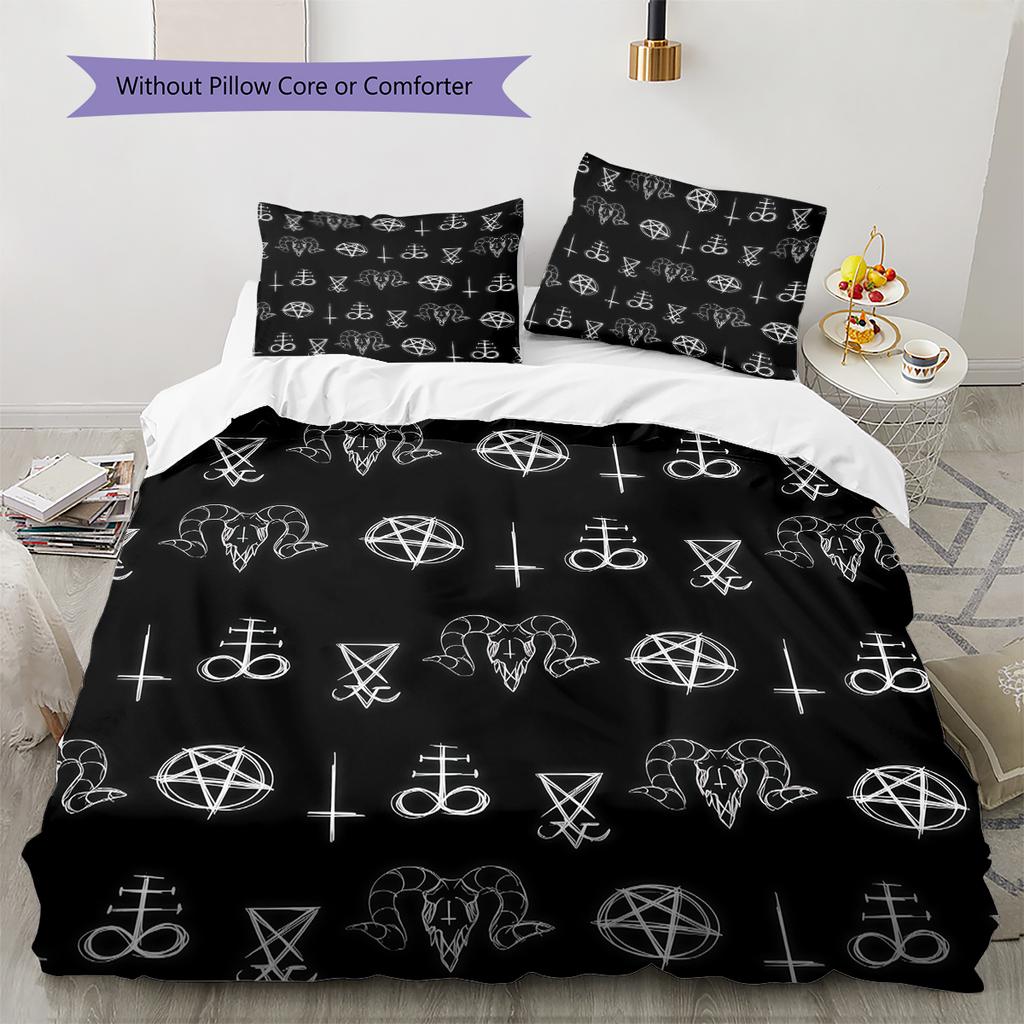 Satan Symbol Mönster Sängkläder, Täcke Set Täckeöverdrag Örngott Hemma Födelsedagspresent (1 * påslakan + 2 * örngott, utan kärna)