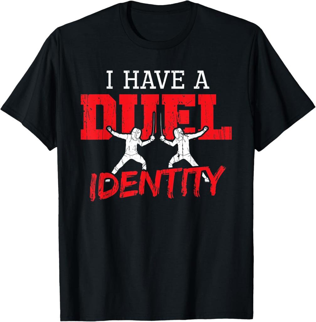 Fencing Costume I Have A Duel Identity Fencer Fencing Tshirt Graphic T Shirts Customizable Casual Ropa Hombre