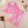 Plush Long-Sleeve Girls' Pajama Set with Digital Print