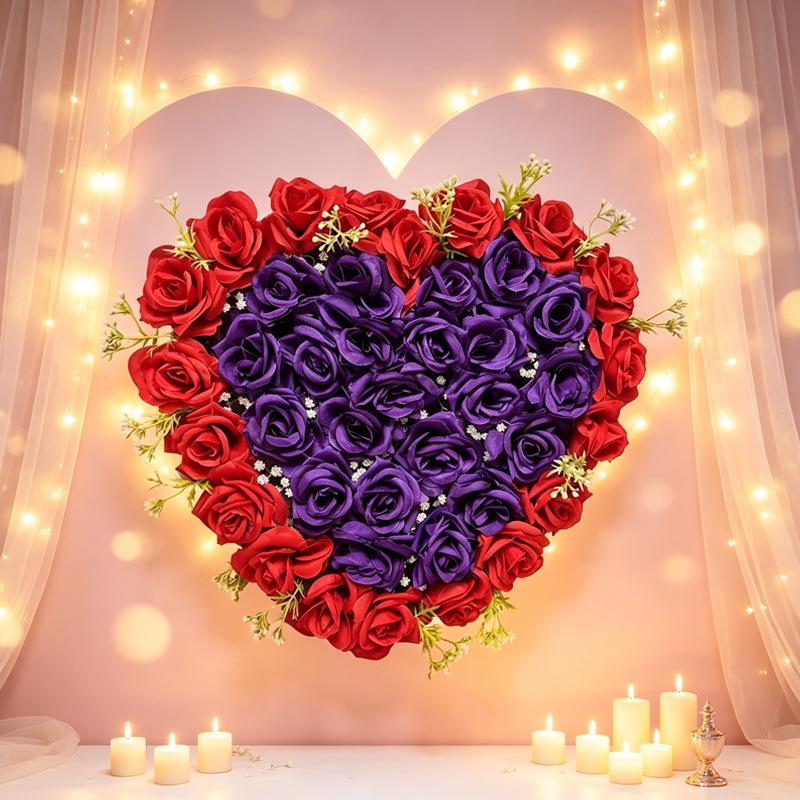 Cross Simulation Rose Heart Wall Decoration for Weddings - Hanging Décor for Home, Wedding Rooms, Cars, and More