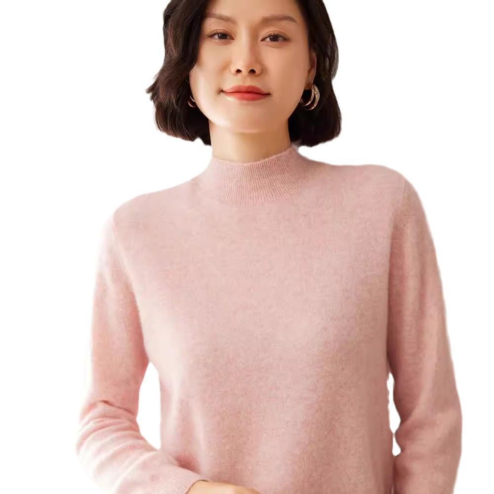Women's Solid Color Cashmere Turtleneck Sweater - Autumn/Winter Base Layer Pullover