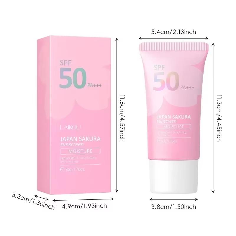 LAIKOU SPF 50 PA+++ Sakura opalovací krém na obličej, tělo, krk, solární blokátor, dlouhotrvající opalovací krém na obličej, opalovací krém 50 g