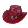 Glitzerndes Cowboyhut Unisex Westernstil Breiter Rand Fedora Hut für Party Festival Cosplay