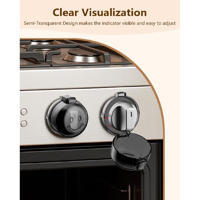 Stove Knob Covers - 5 Pack Heat Resistant Gas Stove Knob Covers with Child Proof Lock & Strong Adhesive, Oil-Proof Oven Knob Covers with