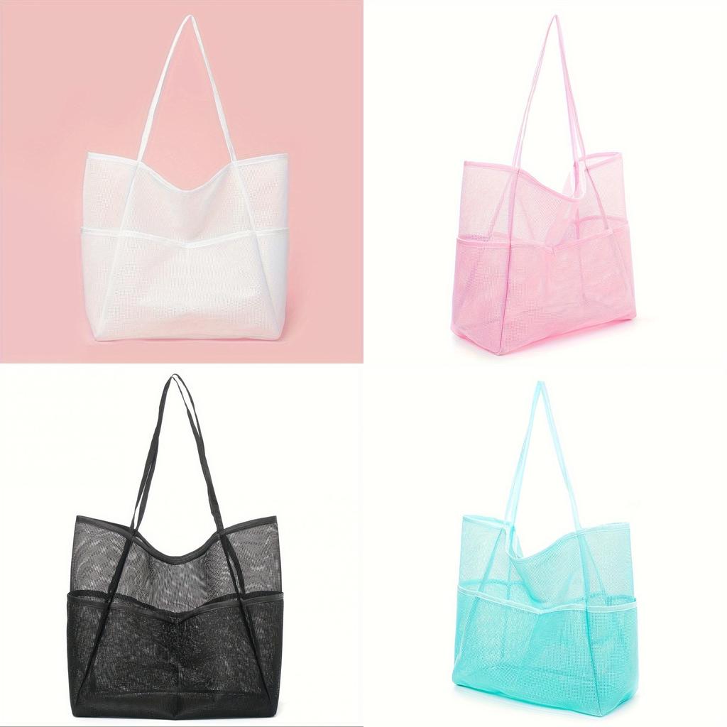Travel Beach Bag With Mesh Compartments For Swimsuit And Toiletry Storage