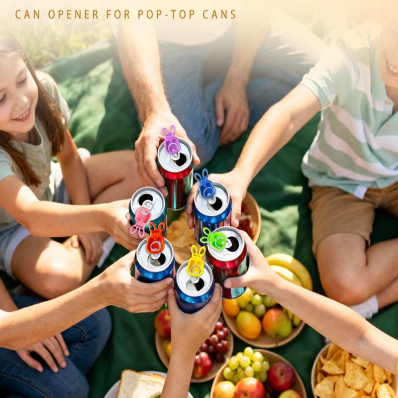 1/6PCS Color Beverage Can Opener With Protective Cover Plastic Tab Can Openers Reusable Easy Can Opener Kitchen Tool