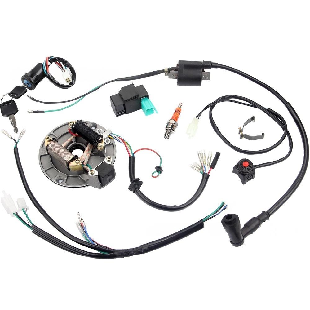 CDI Ignition Coil A7TC Spark Plug Kill Switch Wire Harness Magneto Switch Keys Lock Set For 50 70 110 125 140cc 4T Dirt Bikes