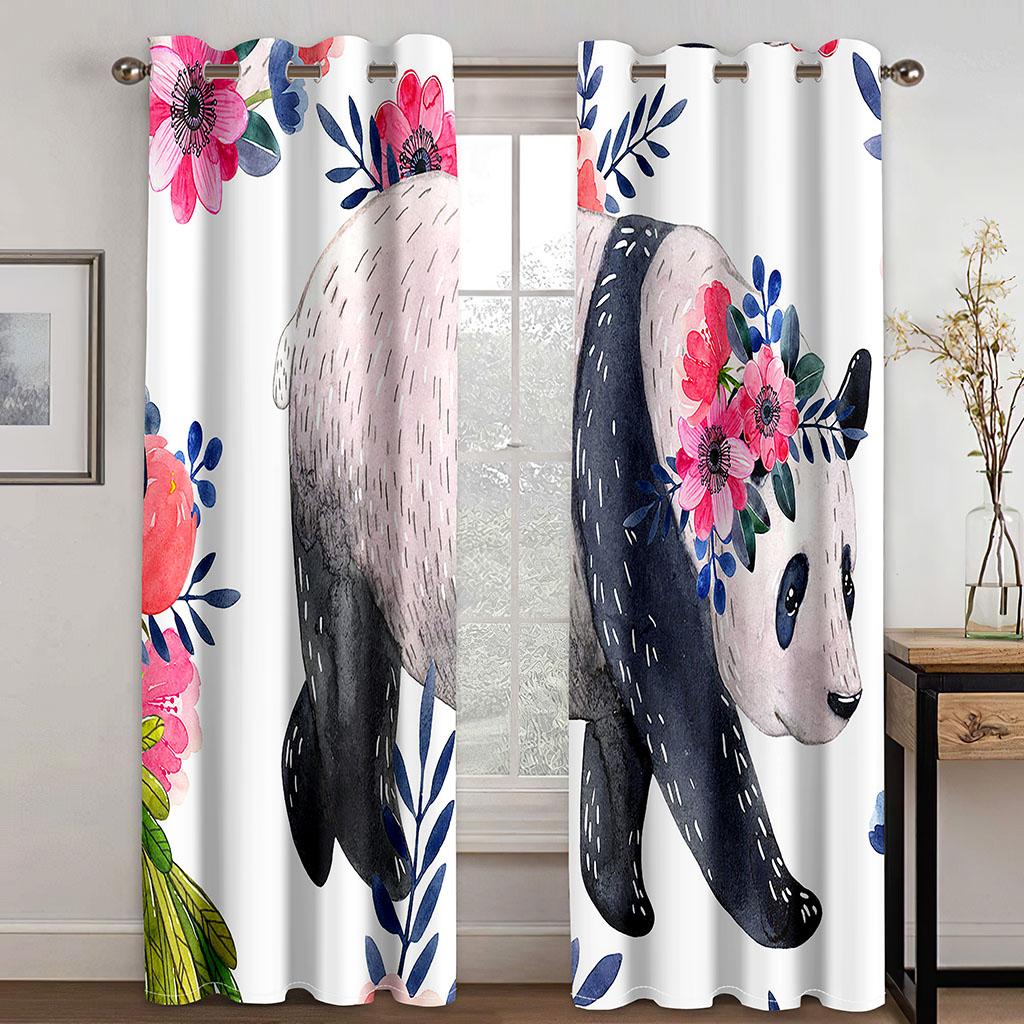 Cheap Cute Cartoon Funny Cat Kids 2 Pieces Free Shipping Thin Curtains for Living Room Bedroom Children's Window Drape Decor