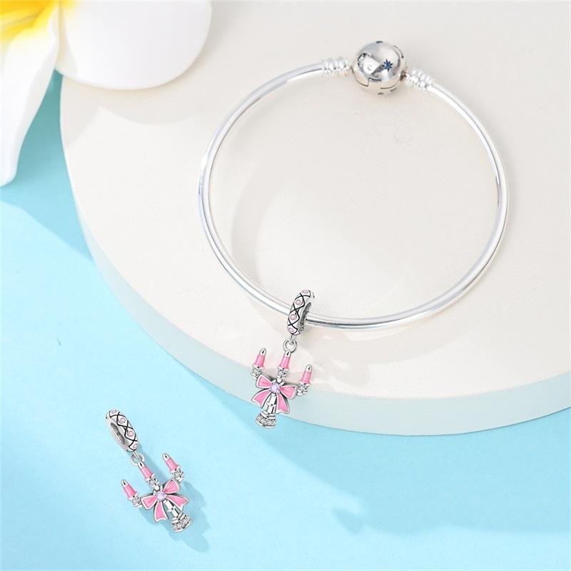 Original Charms Beads Copper Pink Candlelight Dinner Pendants For Woman Romantic Sense Of Ceremony Diy Jewelry