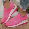 Women'S Fashionable Vulcanized Shoes Breathable Slip On Casual Solid Color Flat Shoes Spring Summer Rhinestone Slip On Loafers