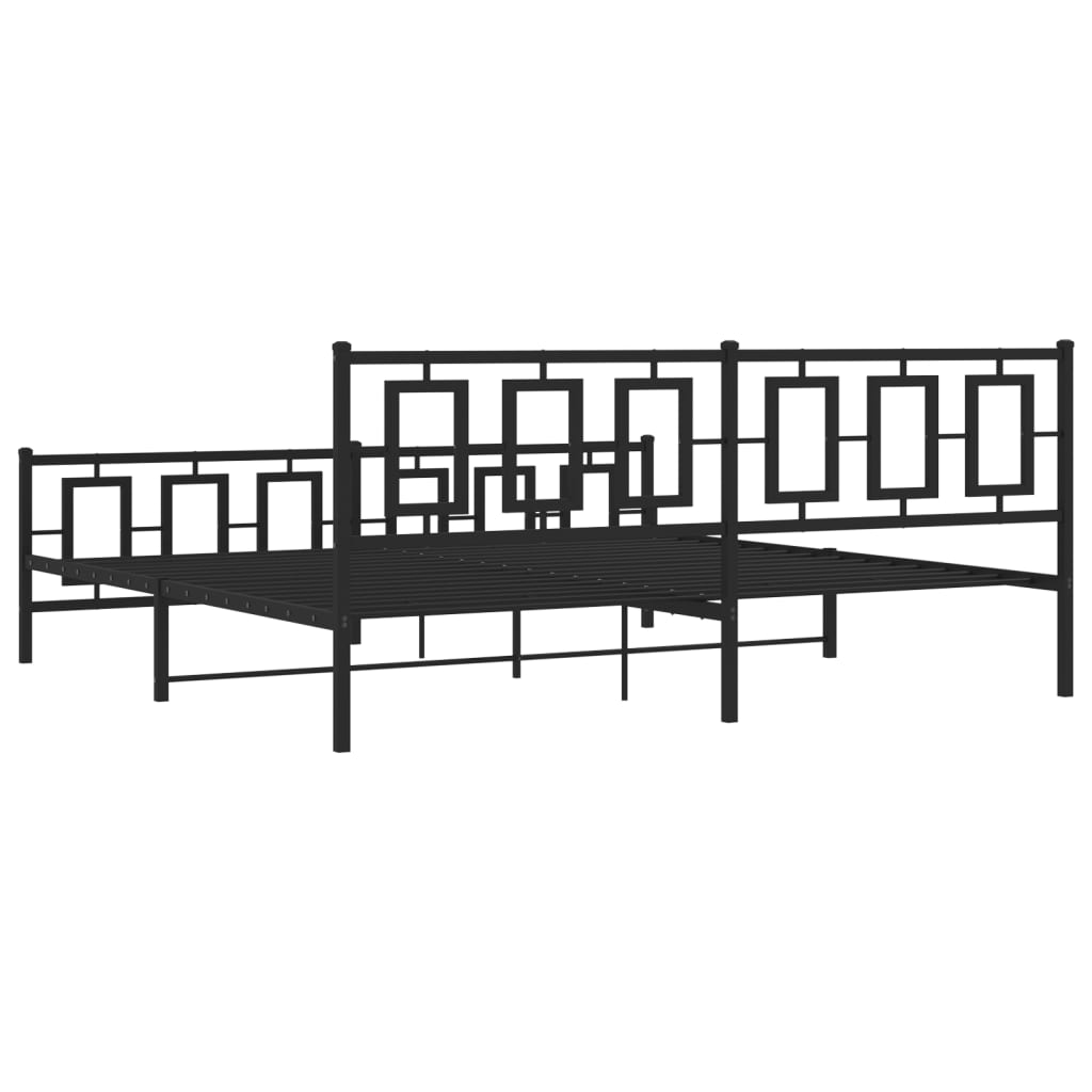 Metal Bed Frame with Headboard and Footboard Black 193 X 203 Cm
