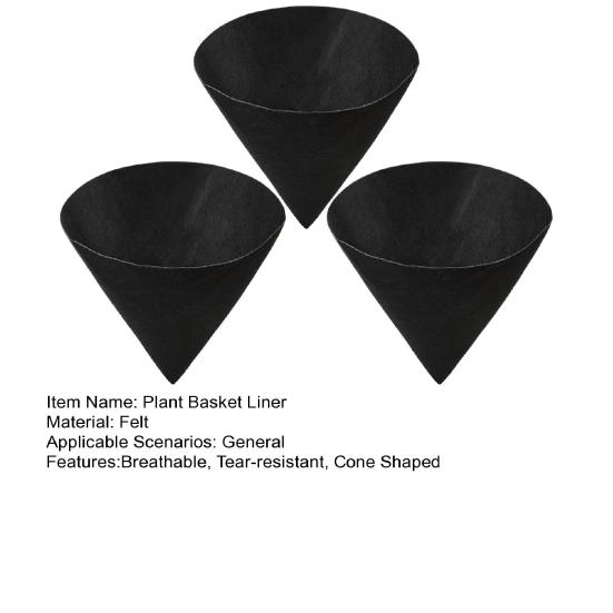 3 Pcs Cone Shaped Liners for Flower Basket Plant Basket Inserts Black