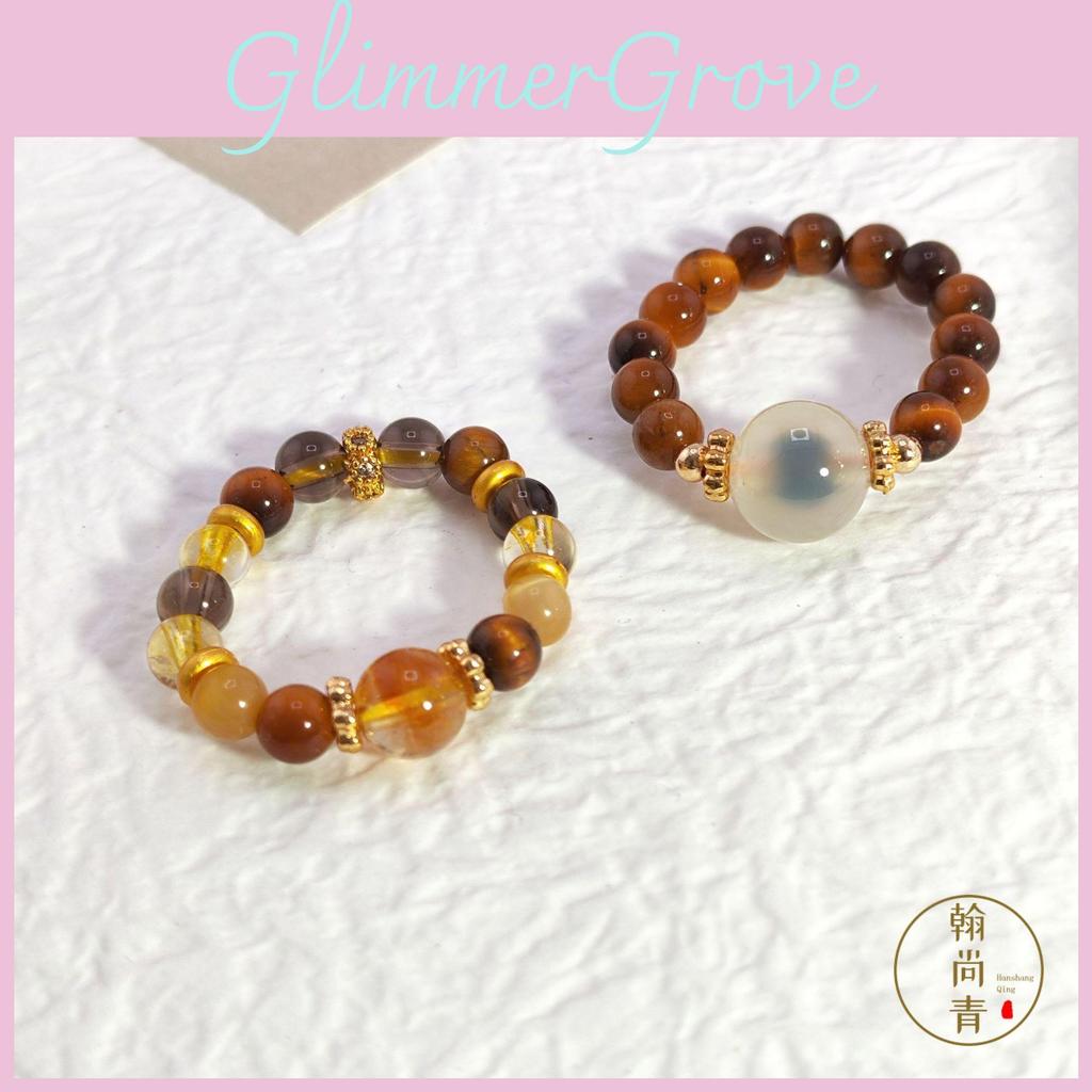 Womens Trendy Crystal Beaded Rings Set Showcasing Rich Colors And Design Elegant