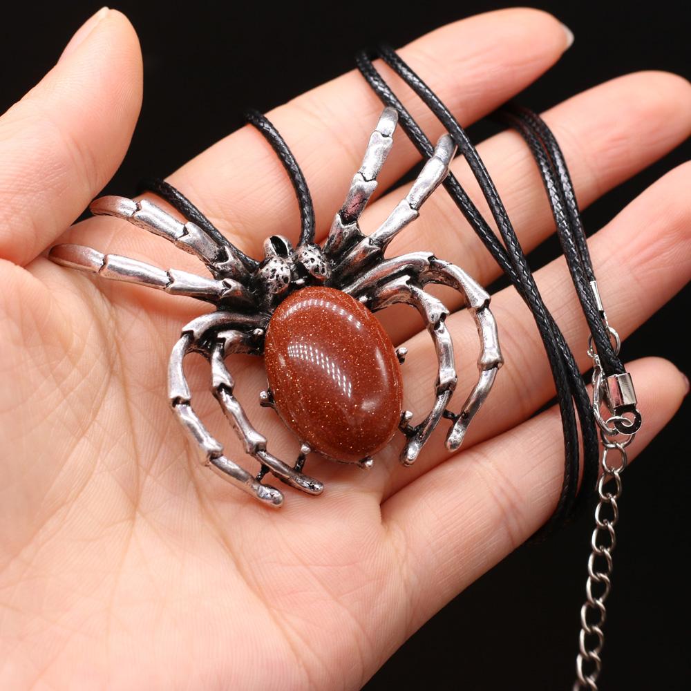 Natural Shell Alloy Necklace Spider-Shaped Brooch Pendant Charms For Elegant Women Love Romantic Gift