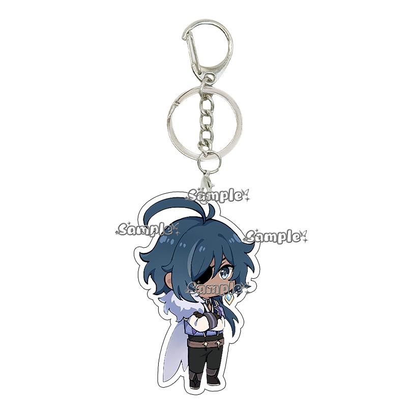 Hot Anime Game  Kamisato Ayaka Arlecchino Navia Anime Cartoon Cute Acrylic Model Double-sided Printing Keychain Keyring Pendant