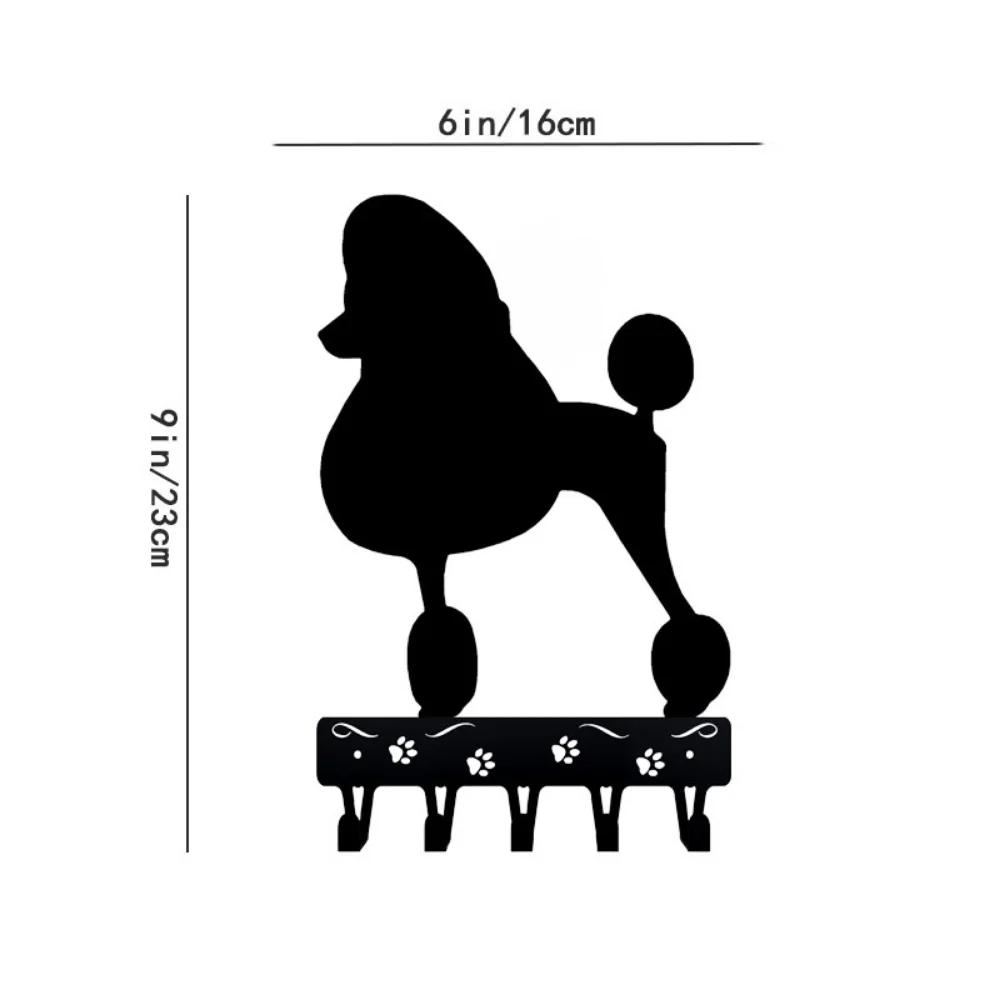 Poodle Key Holder for Wall - Small 6 Inch Wide with 5 Hooks - Iron Crafts Wall-Mounted Coat Rack Organizer Iron Art Décor