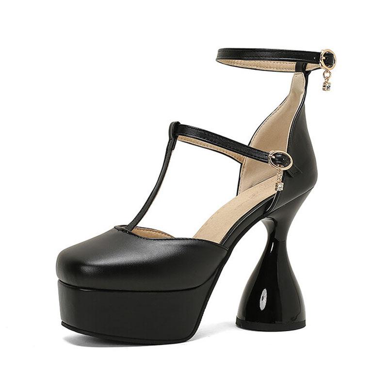 Sexy Women Platform Sandals Strange Style Heels Summer Nightclub Pumps 12cm High Heeled Sandals Ankle Strap Women Shoes WSH5047