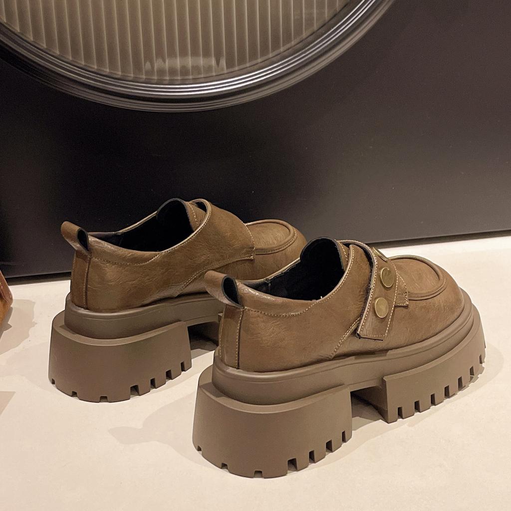 Versatile Small Leather Shoes Spring New One-pedal Women's Shoes Retro Single Shoes Platform Women