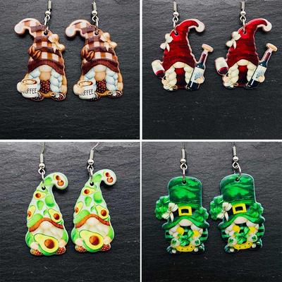 Acrylic Double-Sided Gnome Earrings for Christmas & St. Patrick's Day