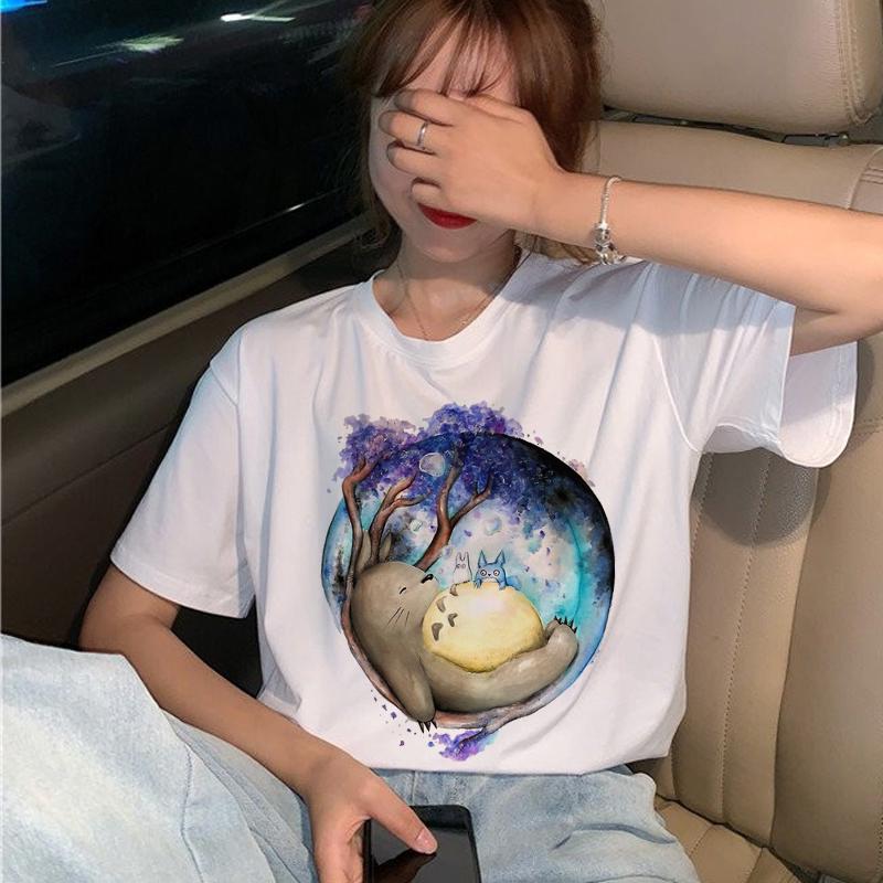 New Totoro T Shirt Women Studio Ghibli Kawaii 90S Graphic T-Shirt Harajuku Miyazaki Hayao Ullzang Tshirt Top Tees Female