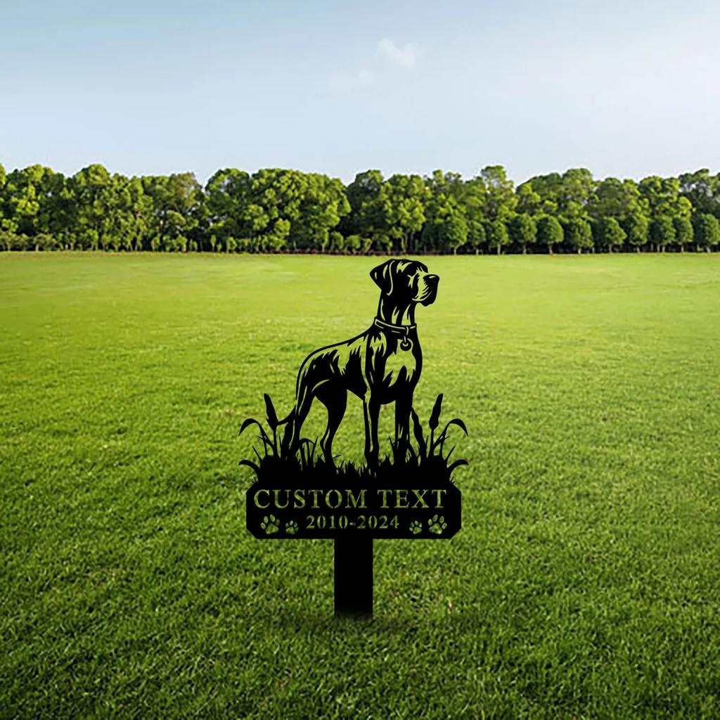 Outdoor Great Dane Dog Memorial Metal Stake Sign Pet Garden Art Name Plate