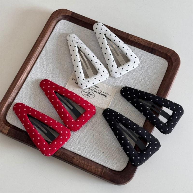 Traditional Korean Style Metallic Dotted Pattern Triangular Hair Accessories for Women Girls Barrettes