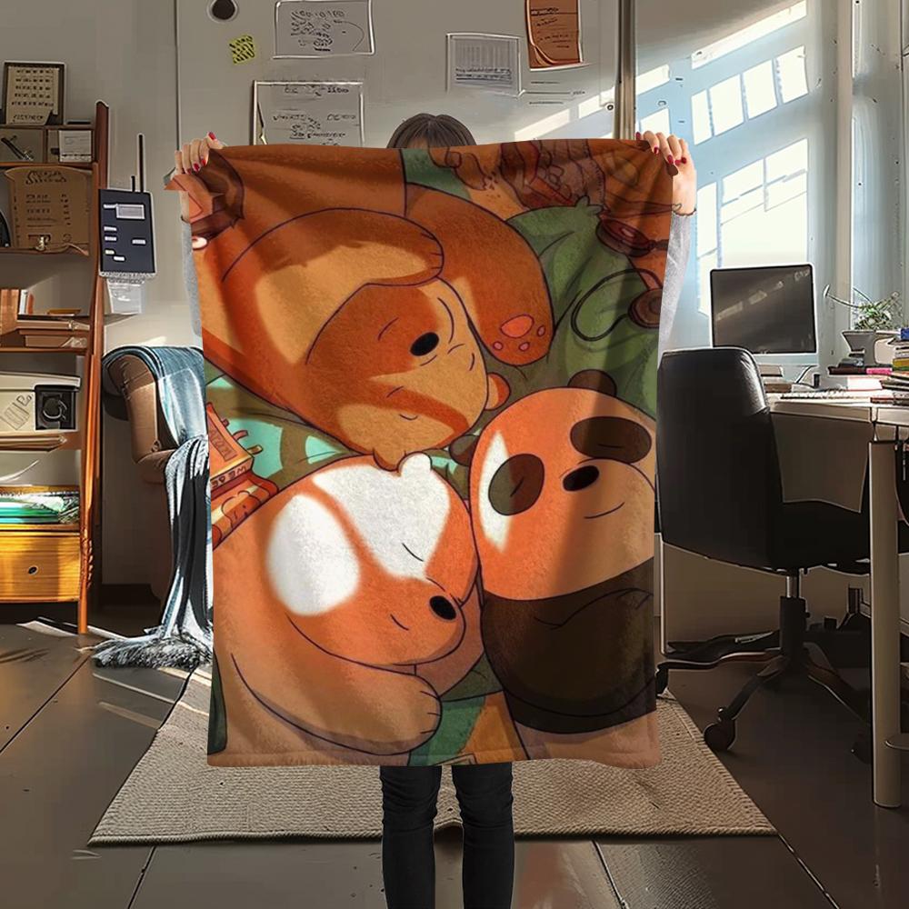1pz Coperta in Flanella con Stampa We Bare Bears, Alta qualità Confortevole per Tutte le Stagioni, Decorazione per la Casa, Calore e Comfort, Perfetta per Regali di Natale244
